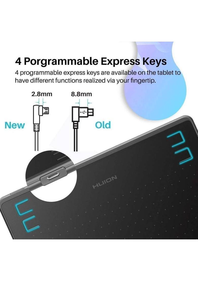 HUION HS64 Drawing Pen Tablet 6.3 x 4 inch Graphics Tablet Connectivity - USB&nbsp;&nbsp;(Black) - Indya