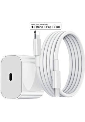 RoarX 20 W PD 3 A Wall Charger for Mobile with Detachable Cable&nbsp;&nbsp;(White)