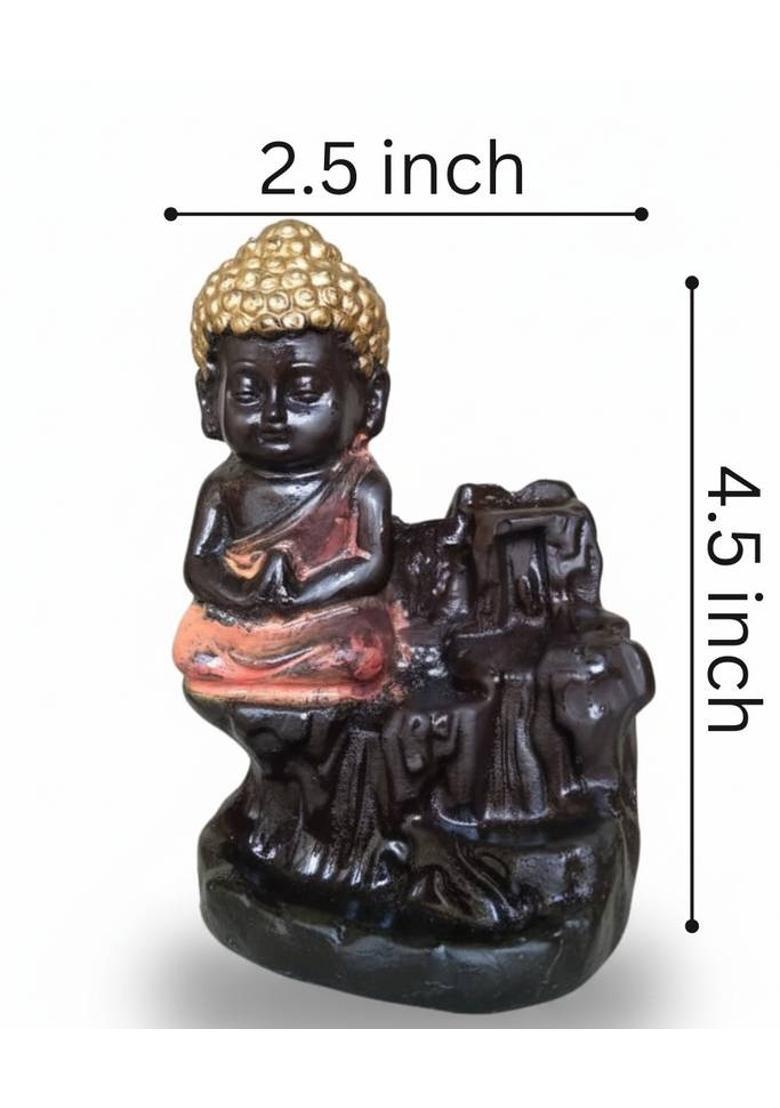 FOI Lord Hanuman And Lord Buddha Backflow Burner With 20 Cones Polyresin Incense Holder&nbsp;&nbsp;(Blue, Red) - Indya