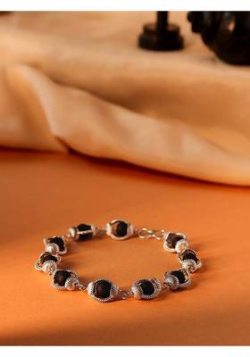 Wood Beads Silver Coated Charm Bracelet