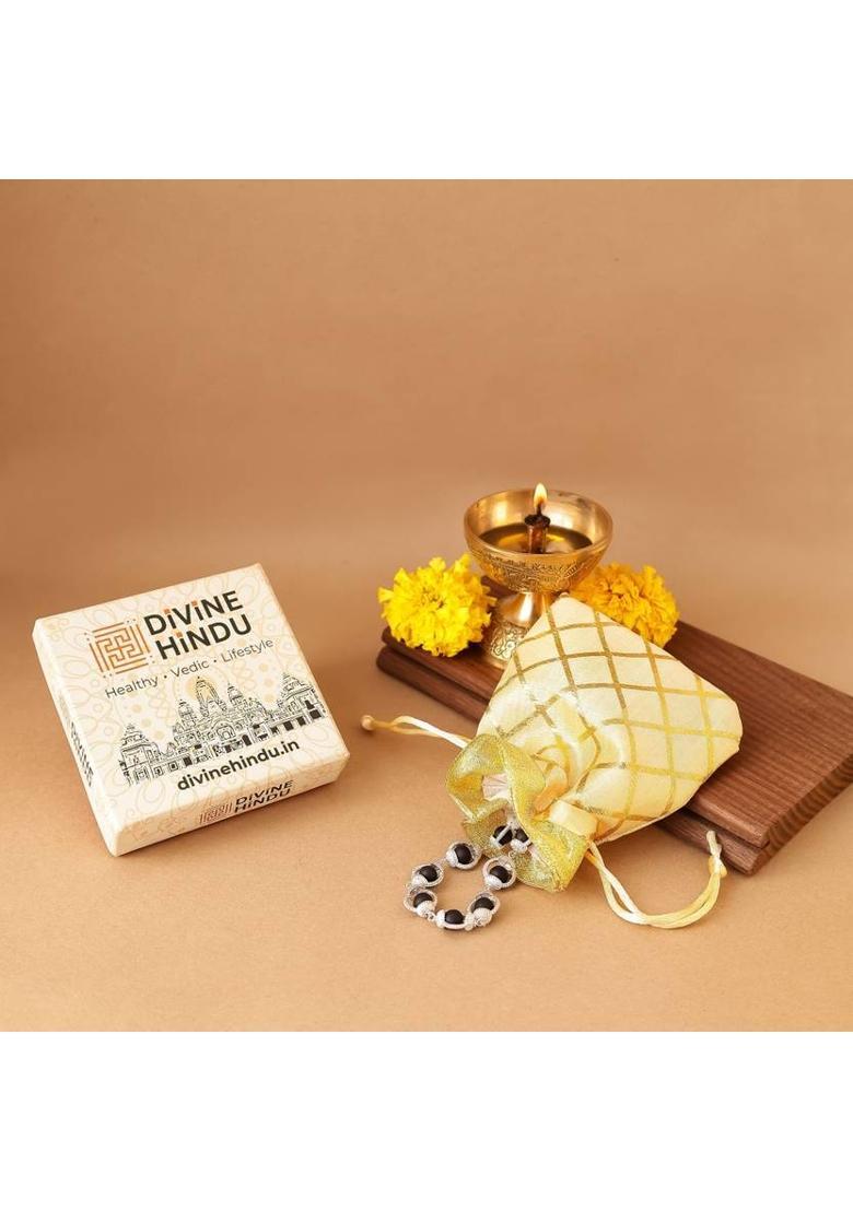 Wood Beads Silver Coated Charm Bracelet - Indya