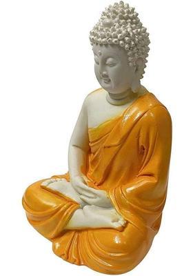 ChandniChowk Lord Buddha Meditation/dhyan Mudra Handcrafted Decorative Showpiece - 14 cm&nbsp;&nbsp;(Resin, Yellow)