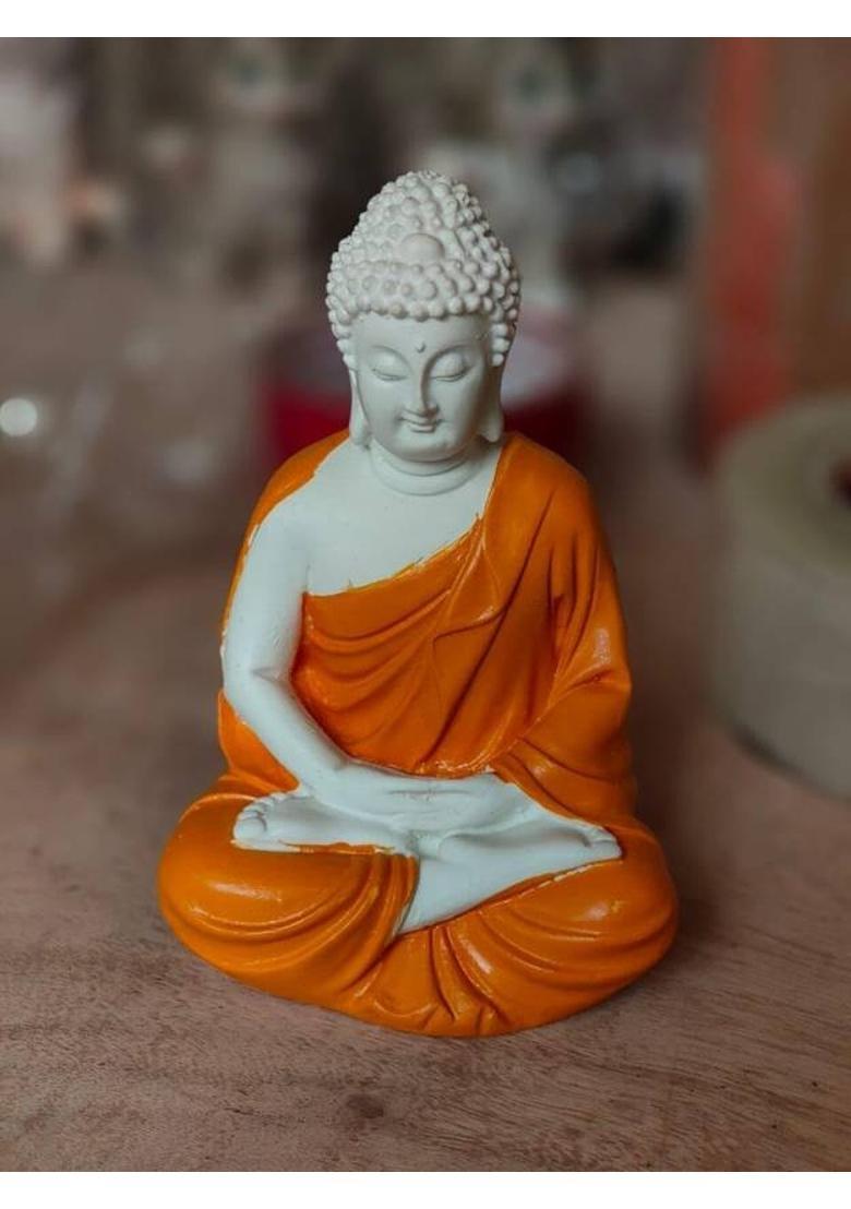 ChandniChowk Lord Buddha Meditation/dhyan Mudra Handcrafted Decorative Showpiece - 14 cm&nbsp;&nbsp;(Resin, Yellow) - Indya