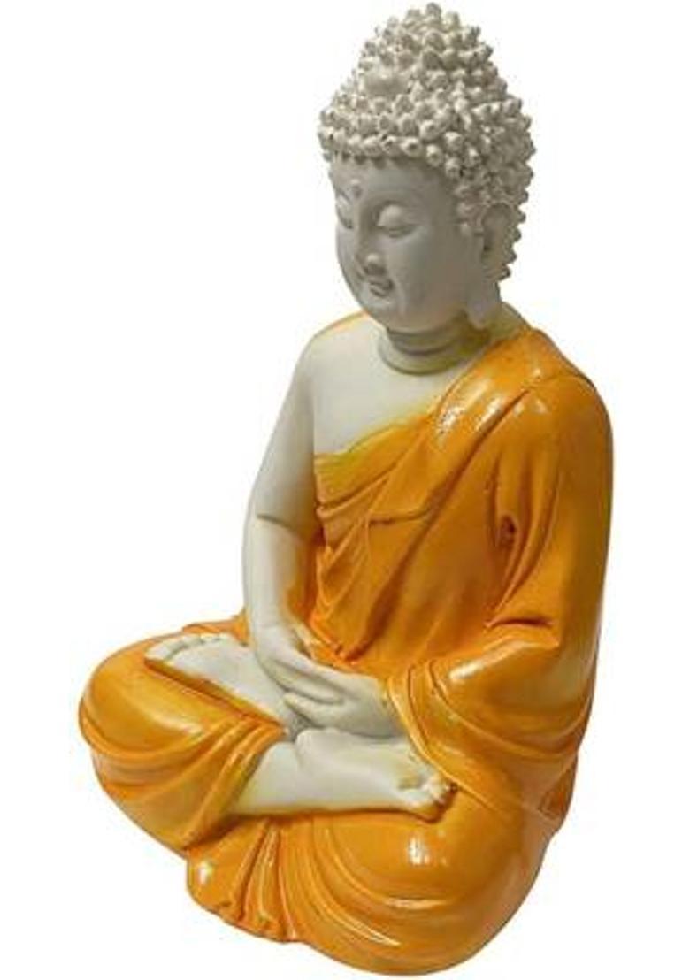 ChandniChowk Lord Buddha Meditation/dhyan Mudra Handcrafted Decorative Showpiece - 14 cm&nbsp;&nbsp;(Resin, Yellow) - Indya