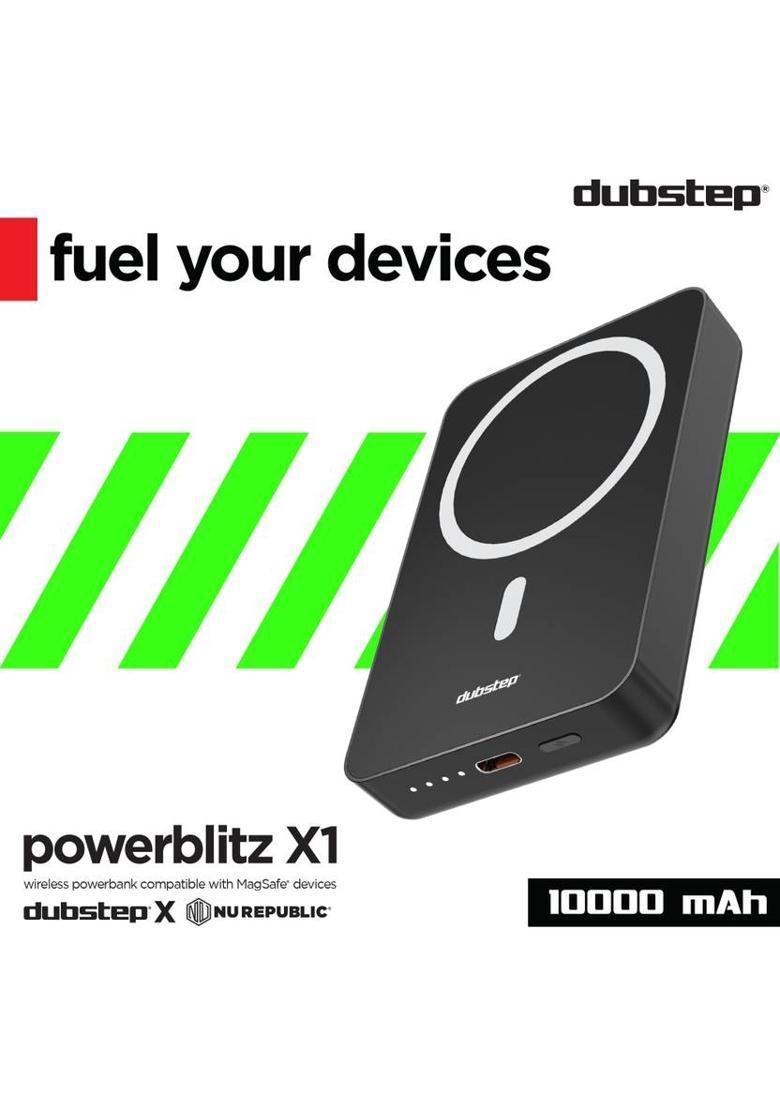 Dubstep 10000 mAh 20 W Wired & Wireless With MagSafe Compact Pocket Size Power Bank&nbsp;&nbsp;(Black, Lithium Polymer, Fast Charging for Mobile, Earbuds, Smartwatch, Speaker) - Indya