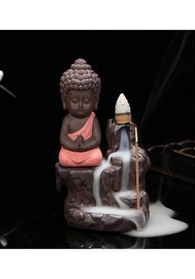 Miss Peach Handicrafted Meditating Monk Buddha Smoke Backflow incense burner with 10 Smoke Backflow Incense Cone in Incense Sticks|buddha idols |smokeBuddha statue|Lord Buddha Idols for Home Decor|table decorations items| home decor in Showpieces &Figurin