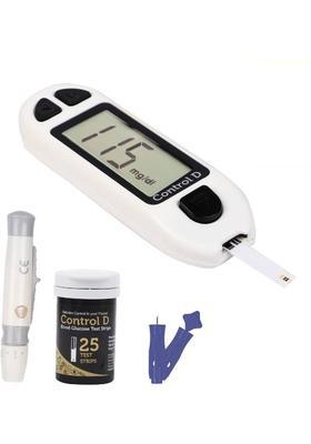 Control D 25 Strips & Automatic Glucose Blood Sugar Testing Machine Digital Glucometer&nbsp;&nbsp;(White)