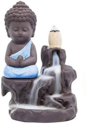 Somapa Smoke Fountain Monk Buddha with 20 Backflow Scented Cones Decorative Showpiece Ceramic Incense Holder&nbsp;&nbsp;(Multicolor)