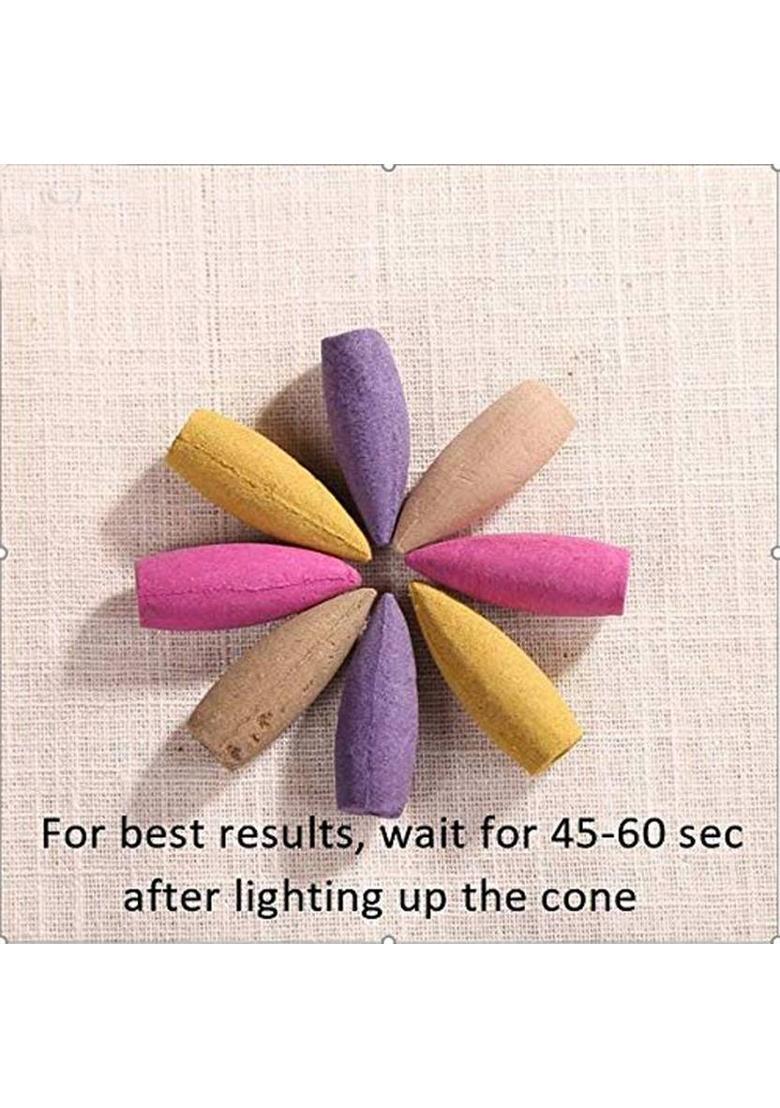 Somapa Smoke Fountain Monk Buddha with 20 Backflow Scented Cones Decorative Showpiece Ceramic Incense Holder&nbsp;&nbsp;(Multicolor) - Indya