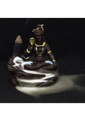 HC VILLA Shiva Backflow Smoke Incense Holder with Free 10 Scented Cone Incenses (Black) Decorative Showpiece - 12 cm&nbsp;&nbsp;(Polyresin, Black)