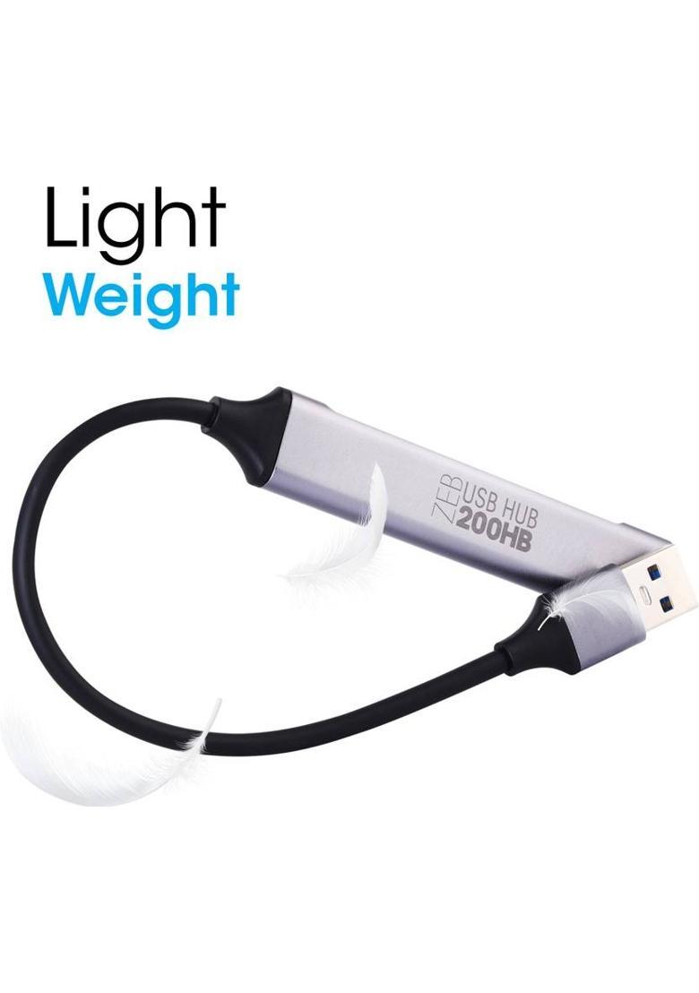 ZEBRONICS ZEB-200HB Zeb 200HB USB 3, 4 Port hub with HiSpeed Data Transfer,15cm Cable PlugPlay Usage USB Hub&nbsp;&nbsp;(Silver) - Indya