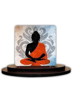 IDOLCRAFT Stress Relief Statue | Lord Buddha for Car Dash & Study Table Decorative Showpiece - 7.5 cm&nbsp;&nbsp;(Wood, Multicolor)