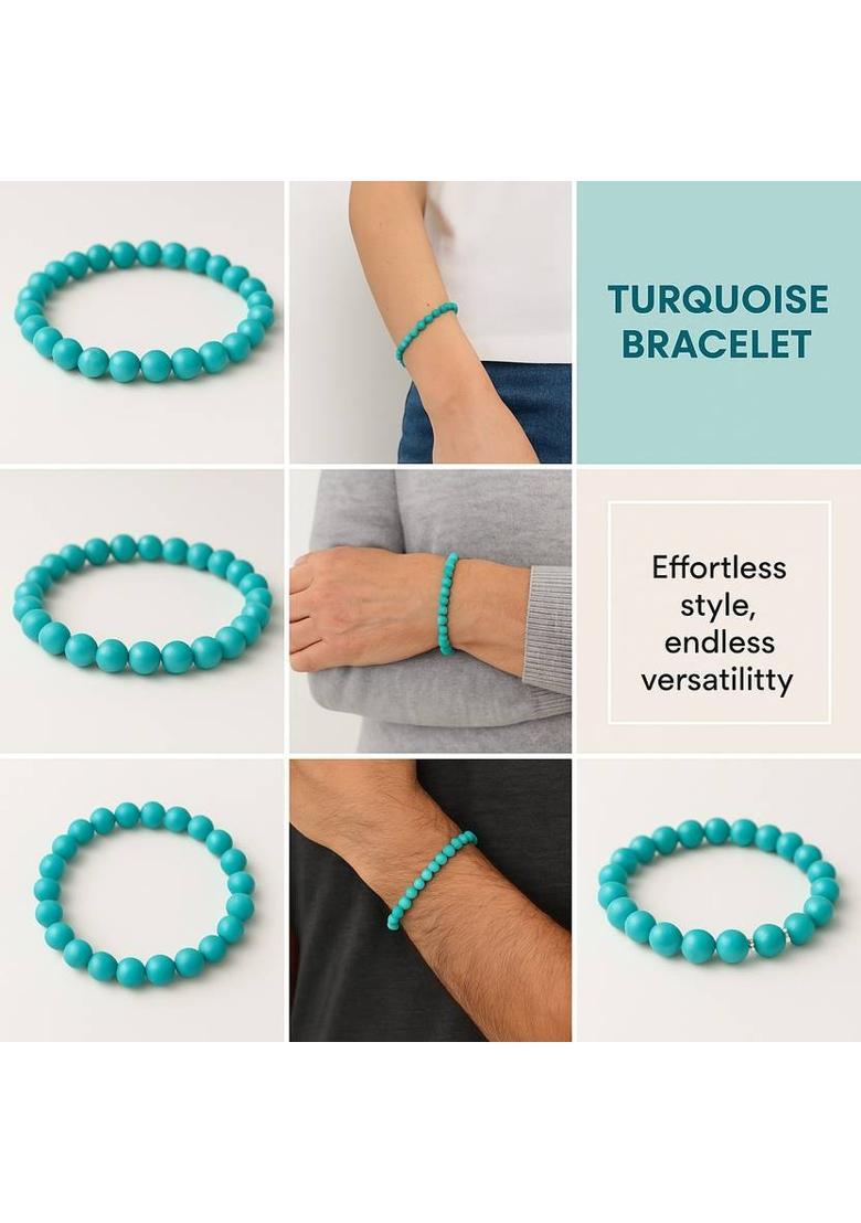 Stone, Crystal, Turquoise, Clear Quartz Beads, Agate, Crystal, Turquoise Bracelet - Indya