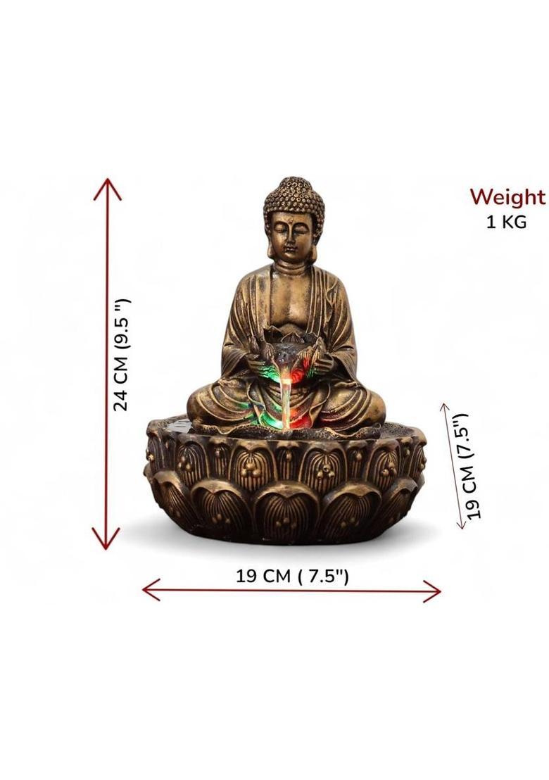DreamKraft Meditation Buddha Statue,Polyresin Bronze Finish Lotus Base Decorative Showpiece - 24 cm&nbsp;&nbsp;(Resin, Multicolor) - Indya