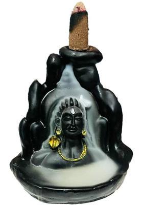 GOLDILUXE Adiyogi Smoke Fountain Backflow Incense Holder with 10 Free Insence Cones Decorative Showpiece - 10 cm&nbsp;&nbsp;(Polyresin, Multicolor)