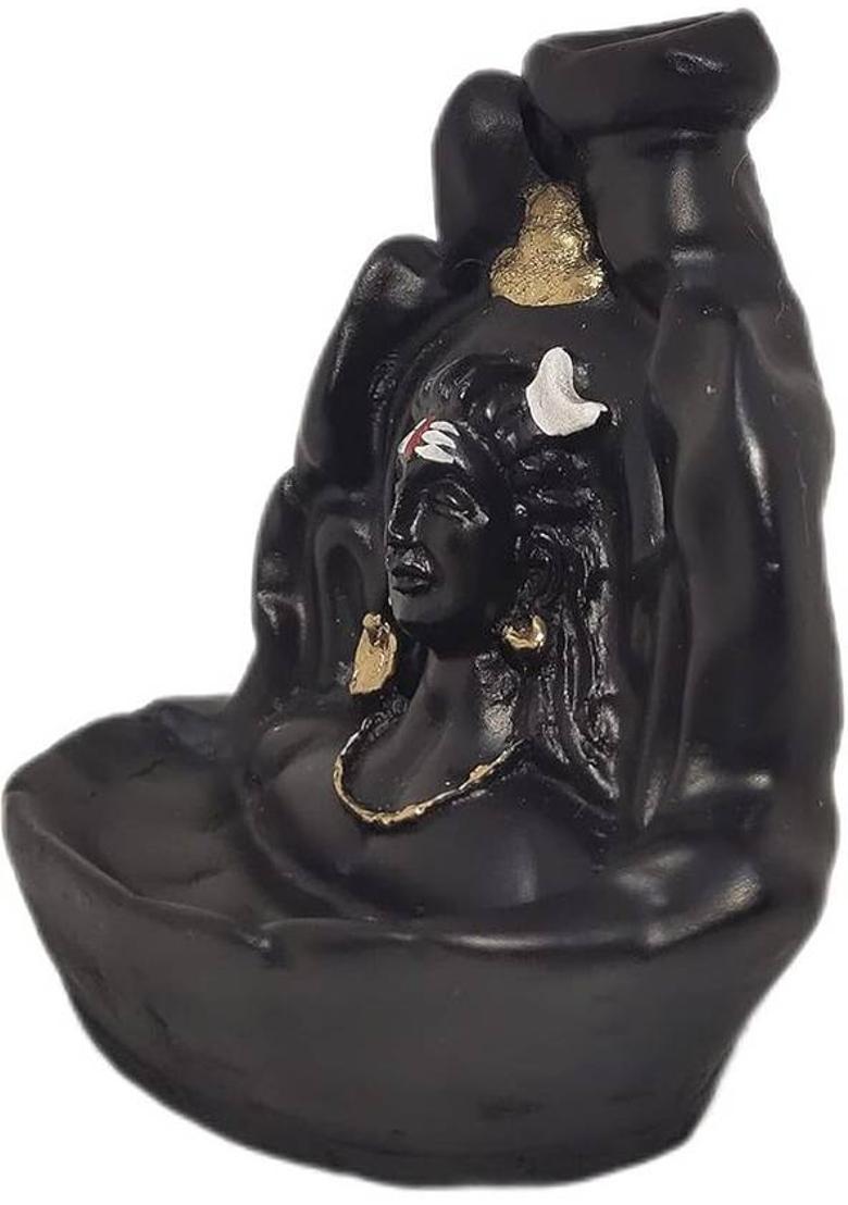 GOLDILUXE Adiyogi Smoke Fountain Backflow Incense Holder with 10 Free Insence Cones Decorative Showpiece - 10 cm&nbsp;&nbsp;(Polyresin, Multicolor) - Indya