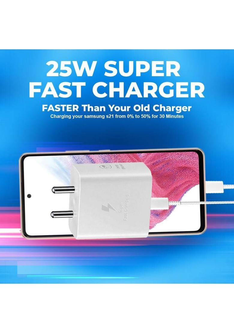MAK 25 W Supercharge 3.1 A Wall Charger for Mobile with Detachable Cable&nbsp;&nbsp;(White, Cable Included) - Indya