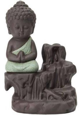 Somapa Meditating Buddha Smoke Backflow incense burner with 10 Smoke Backflow Polyresin Incense Holder&nbsp;&nbsp;(Black, Blue)
