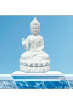 Isha Treendzs White Mini Buddha Yoga Meditation Statue, Harmonious Figurine, Sandstone Craft Decorative Showpiece - 8 cm&nbsp;&nbsp;(Resin, White)