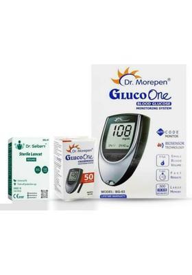 Dr. Morepen Glucometer and 50 Strips , Dr Seibert Sterile 100 Lancets combo pack Glucometer&nbsp;&nbsp;(Black)