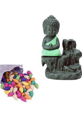 AAPUTRI Backflow smoke Incense Burner with 10sticks handicraft home decorative Showpiece Decorative Showpiece - 10 cm&nbsp;&nbsp;(Polyresin, Multicolor)