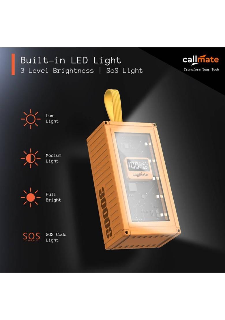 Callmate 30000 mAh 23 W Power Bank&nbsp;&nbsp;(Yellow, Lithium Polymer, Fast Charging, Quick Charge 3.0, Power Delivery 3.0 for Mobile) - Indya