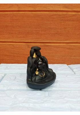 A & S VENTURES Lord Adiyogi Backflow Cone Incense Holder with 10 Free Smoke Cone Incenses Decorative Showpiece - 12 cm&nbsp;&nbsp;(Polyresin, Black)