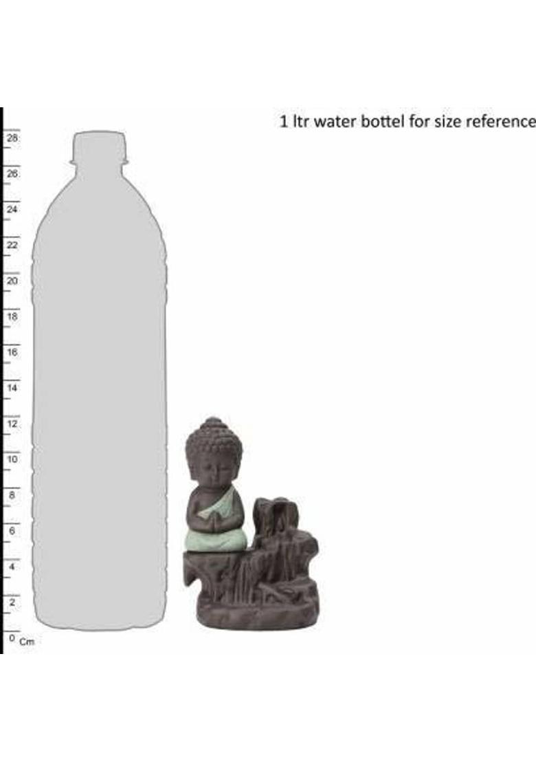 Starpion Buddha Backflow Incense Holder with 10 Scented Backflow Cone Incenses Decorative Showpiece - 11 cm&nbsp;&nbsp;(Polyresin, Green) - Indya