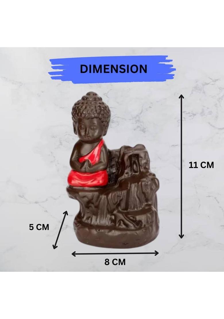 SD Crafts SD Crafts Buddha Idol Incense Backflow Fountain Cone Incense Holder Decorative Showpiece - 10 cm&nbsp;&nbsp;(Polyresin, Multicolor) - Indya