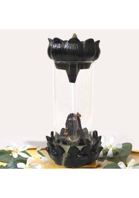 KLASSYWORLD Shiv Ji Incense Burner with 10 Back Flow Incense Cones Decorative Showpiece - 22 cm&nbsp;&nbsp;(Ceramic, Black, Blue)