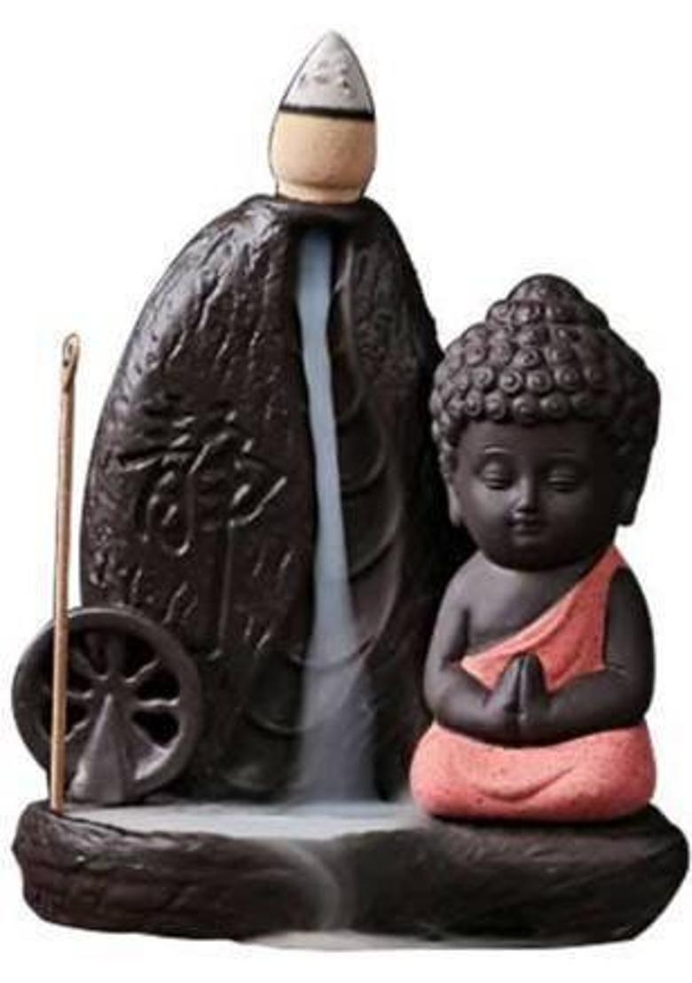 AROHI ENTERPRISES Meditating lord Buddha Smoke Backflow Cone Incense Holder Polyresin Incense Holder&nbsp;&nbsp;(Brown) - Indya