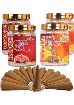 Mini Storify Multi Fragrance Jar dhoop Cone Combo| Rose|Manmohak-Pack of 4 Dhoop (150g each) Rose, Floral Dhoop&nbsp;&nbsp;(Pack of 4)