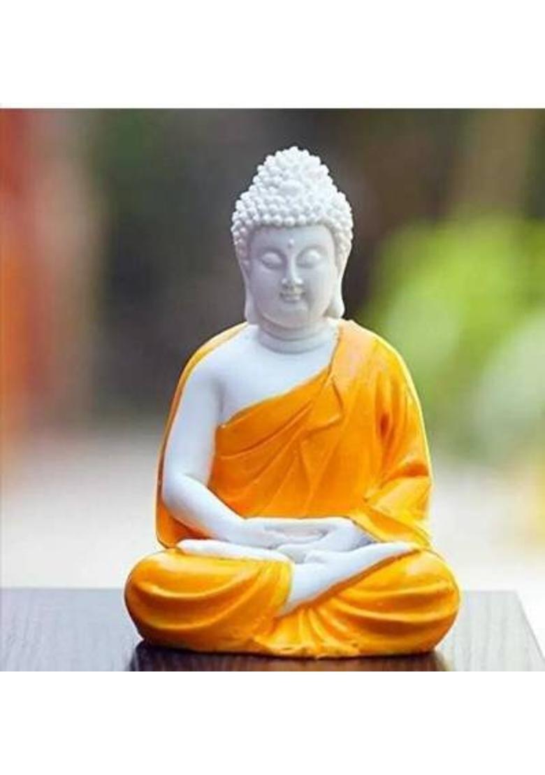 SHREE KRISHANA TRADER Meditation/Dhyan Buddha Decorative Showpiece - 14 cm&nbsp;&nbsp;(Polyresin, Yellow) - Indya