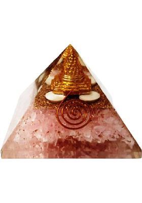 numeroastro Orgone Pyramid Shri Yantra with Rose Quartz Crystal Stones for Spiritual Healing (1 Pc) Decorative Showpiece - 7 cm&nbsp;&nbsp;(Crystal, Multicolor)