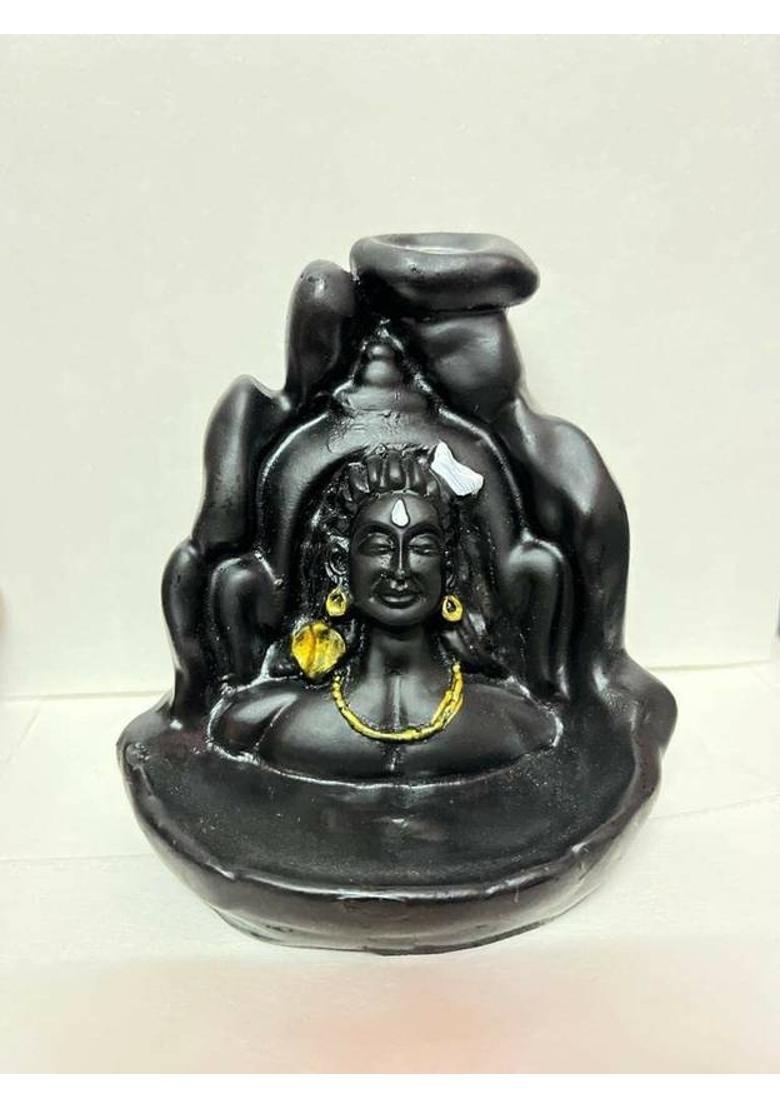 ITI Lord Adiyogi Backflow Cone Incense Showpiece With 10 Smoke Backflow Scented Decorative Showpiece - 10 cm&nbsp;&nbsp;(Polyresin, Black) - Indya
