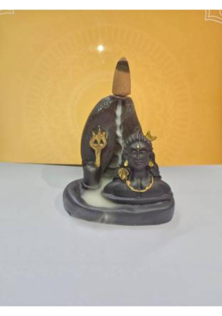 craftinky Handcrafted Polyresin Lord Shiva Incense Smoke Holder Polyresin Incense Holder&nbsp;&nbsp;(Black) - Indya