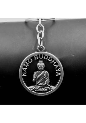Abhiora Fashion Namo Buddhay Metal Grey Keychain for Car Bike Home Office Men & Women Key Chain