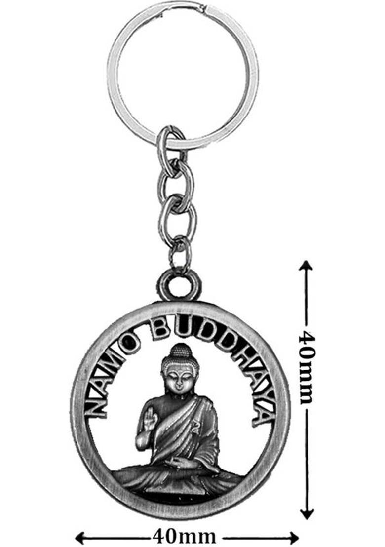 Abhiora Fashion Namo Buddhay Metal Grey Keychain for Car Bike Home Office Men & Women Key Chain - Indya