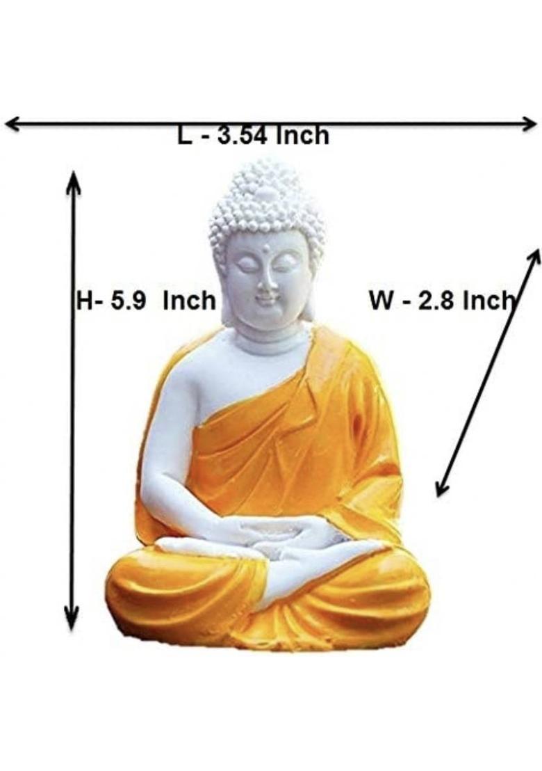 Starpion Beautiful MasterPeice Of Meditation/Dhyan Buddha Statue For Home,Office Decorative Showpiece - 14 cm&nbsp;&nbsp;(Polyresin, Orange) - Indya