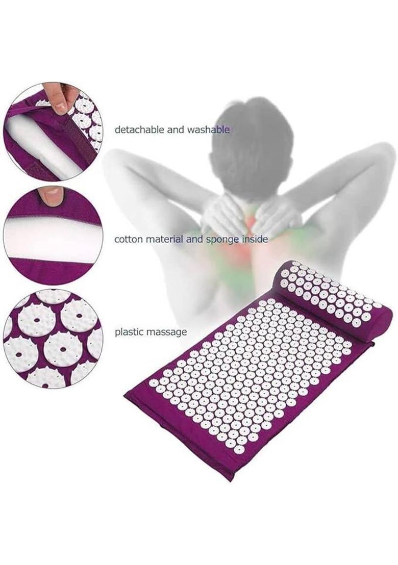 zimingsales Acupressure Mat and Pillow Set for Relaxation, Massage, Back and Neck Purple 2 mm Accupressure Mat - Indya