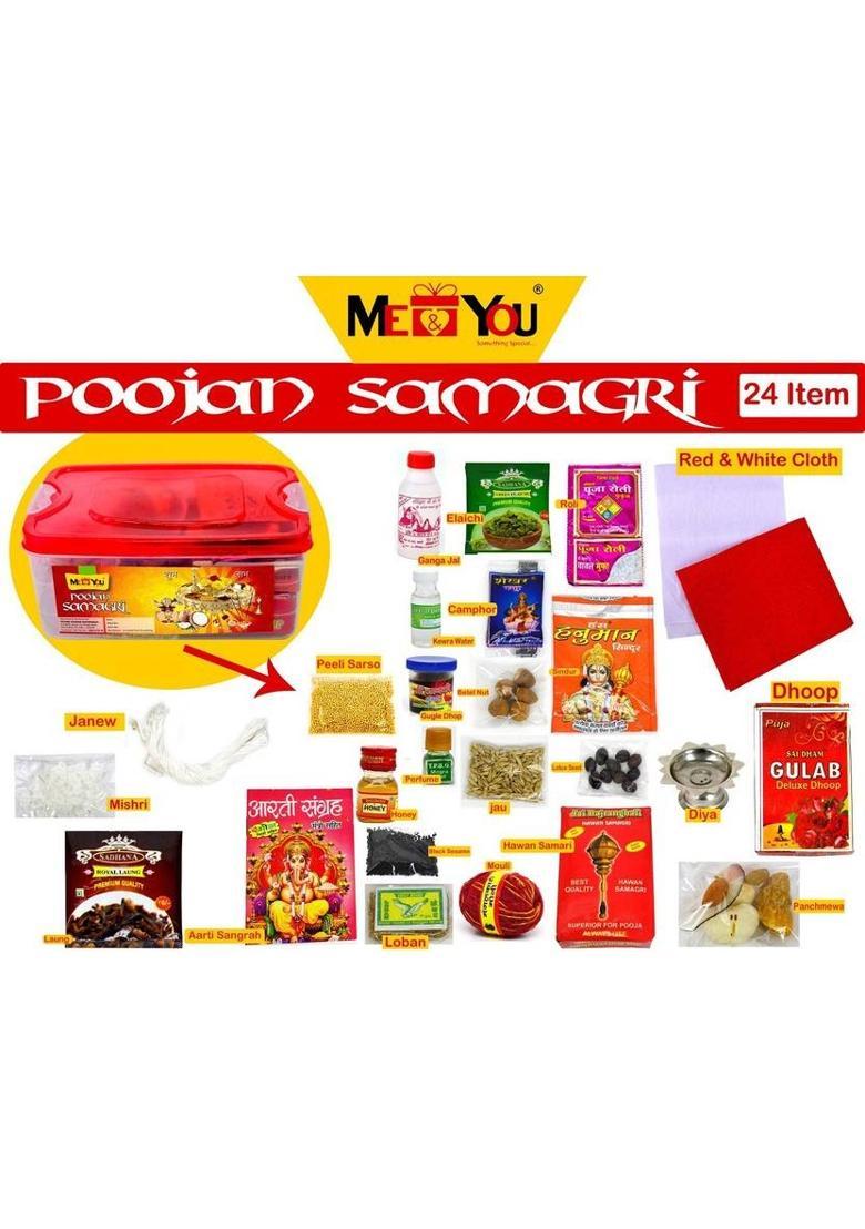ME&YOU Navratri Complete Pooja Kit | Pooja Kit for Hawan with Silver Coin IZ23-13 Prayer Kit - Indya