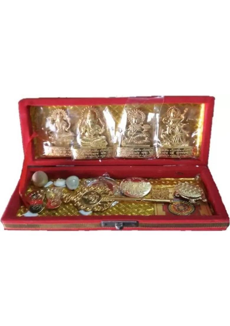 EliteTouch Shampurn Pooja Kit, shri laxmi kuber yantra box Brass Yantra&nbsp;&nbsp;(Pack of 1) - Indya