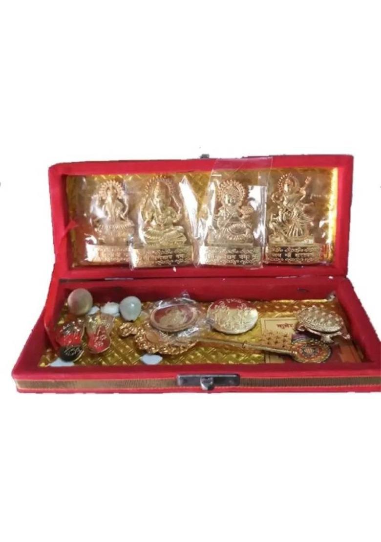 EliteTouch Shampurn Pooja Kit, shri laxmi kuber yantra box Brass Yantra&nbsp;&nbsp;(Pack of 1) - Indya