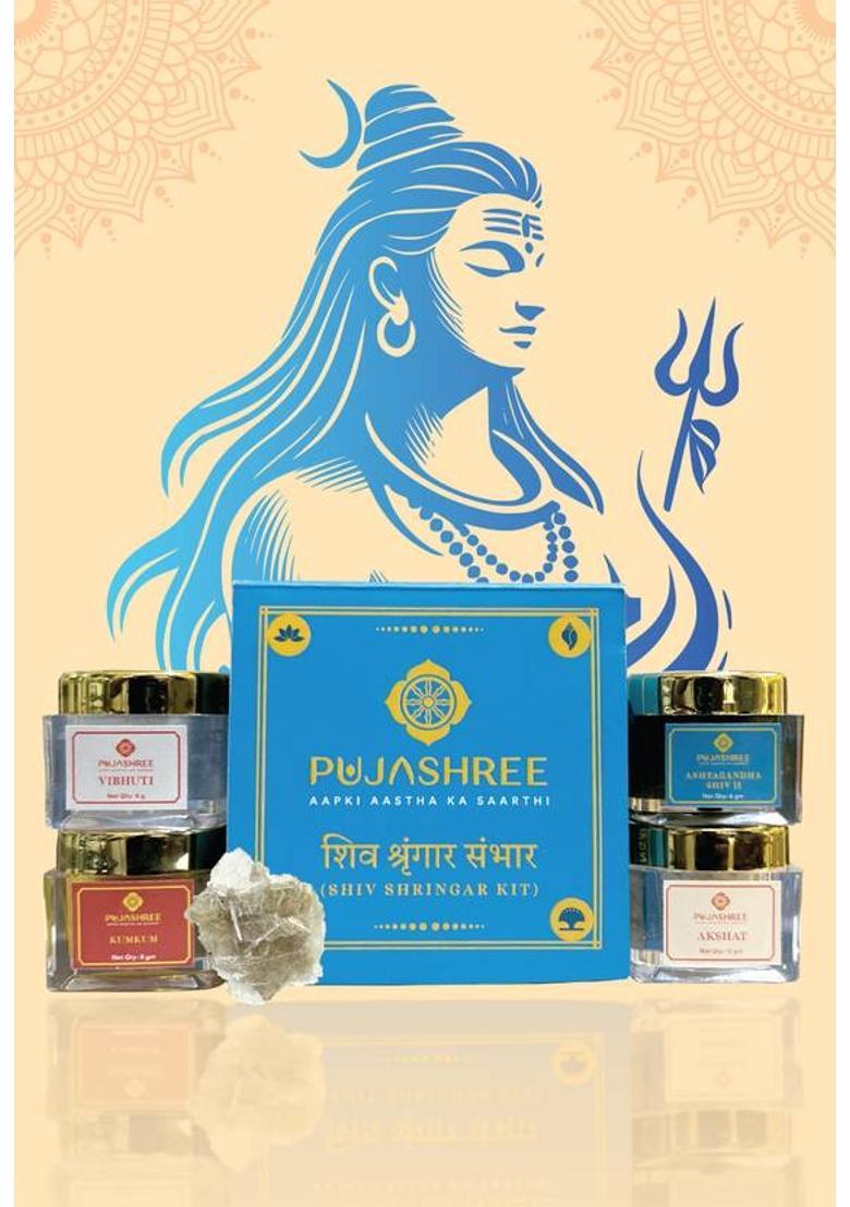 Pujashree Shiv Shringar Pooja Kit – With Sacred Vibhuti, Premium Ashtagandha & Kumkum | Prayer Kit - Indya