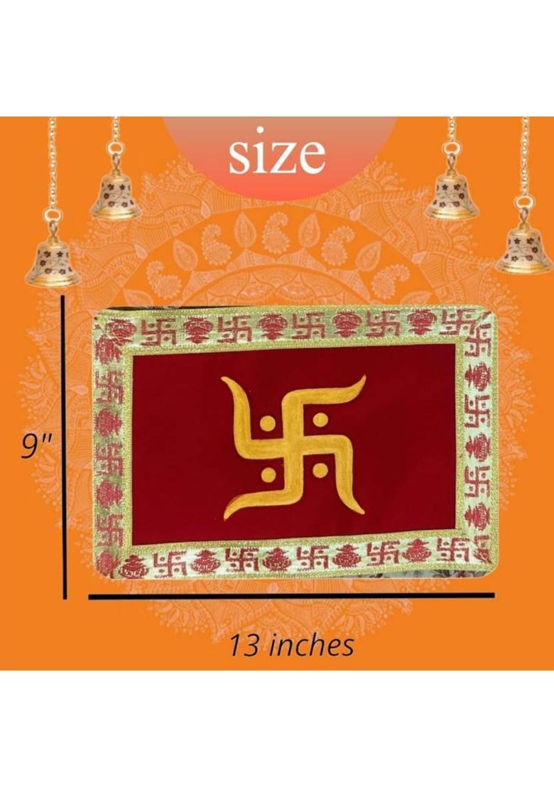MRITYUNJAY POOJA ASHAN WITH HAND PRINTED DESIGN IN HEAVY VELVET 9*13 INCH [ PACK OF 1] Prayer Kit - Indya