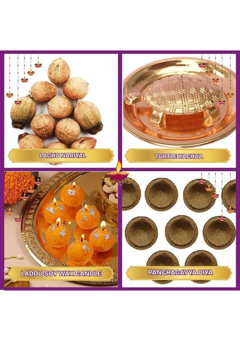 Omroots Diwali Pooja Samagri Gift Hamper | Complete Puja Kit with 20+ Items Prayer Kit - Indya