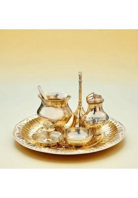 KESHAV BANJARA ENTERPRISES Decorative Brass Aarti Thali Kit for Home Temple Decor Brass&nbsp;&nbsp;(7 Pieces, Gold)