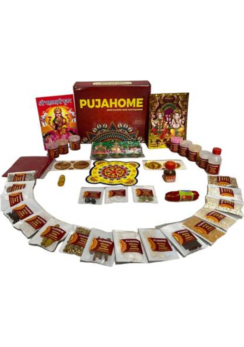 pujahome Diwali Puja Samagri Kit for Mahalakshmi Pujan/Diwali Puja Kit (38+ Items) Prayer Kit - Indya