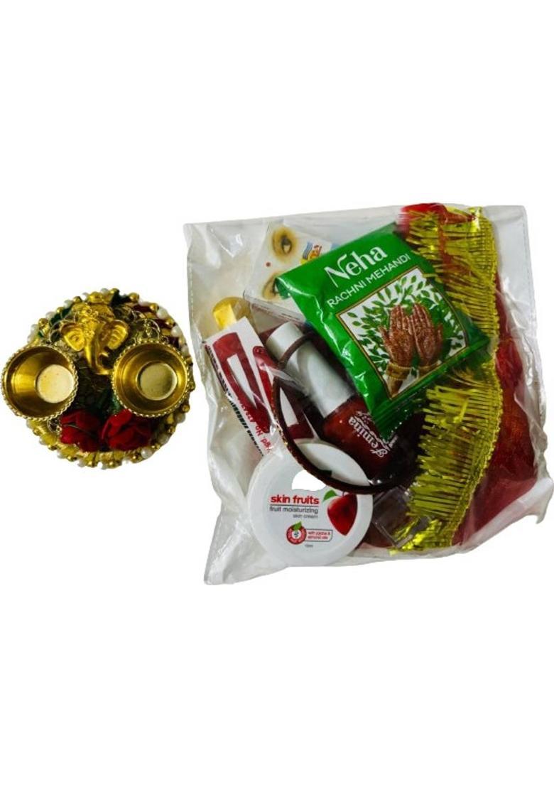 KHUSHA CREATIONS Mata Rani 16 Shringar Set With Pooja Platter/ Prayer Kit Stainless Steel&nbsp;&nbsp;(Multicolor) - Indya