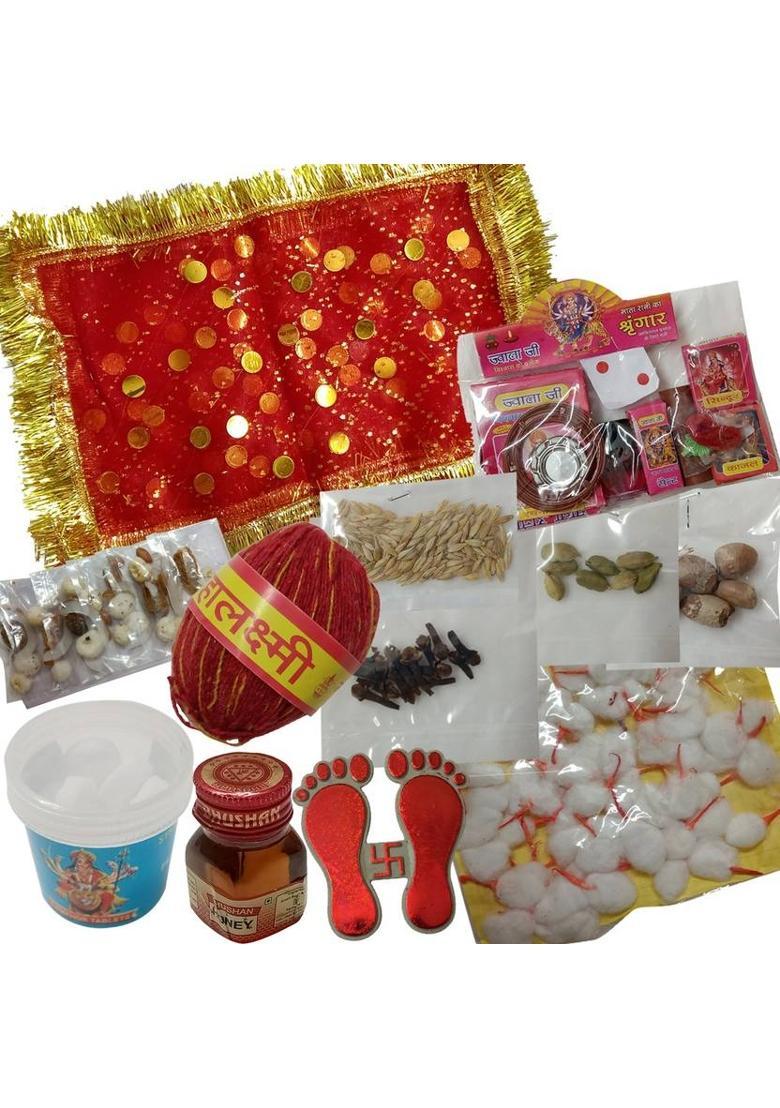 Lavennder Puja Samagri Items/Navratri Pooja Kit/Devi Pooja Kit Plastic&nbsp;&nbsp;(1 Pieces, Multicolor) - Indya